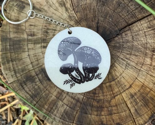 Mushroom & Eye Keyring