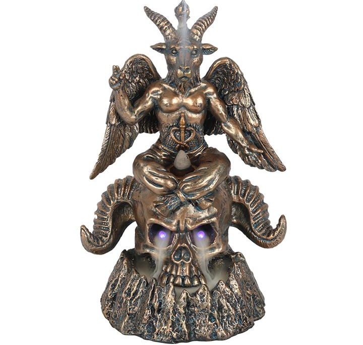 Gold Baphomet LED Backflow Incense Burner