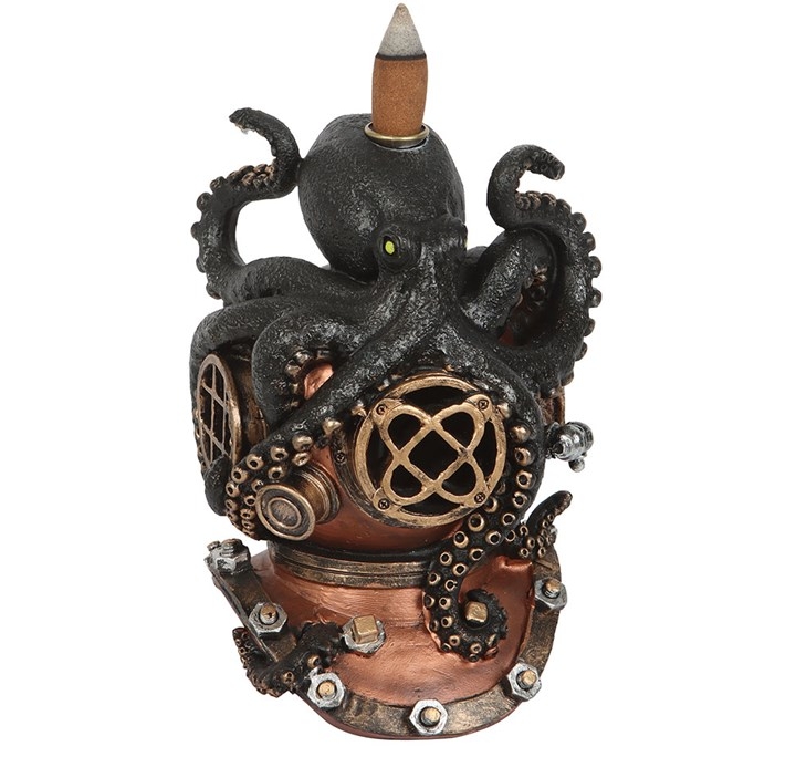 Kraken on Diver’s Helmet Backflow Incense Burner